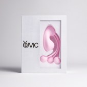 Розовый вакуумный стимулятор клитора с вагинальными виброшариками - Youvic