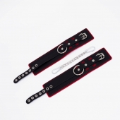 Черно-красные оковы с красной строчкой Sex - Crazy Handmade - купить с доставкой в Королеве