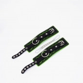Черно-зеленые кожаные наручники с зеленой строчкой - Crazy Handmade - купить с доставкой в Королеве