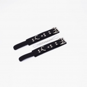 Черные кожаные наручники с регулируемыми ремешками - Crazy Handmade - купить с доставкой в Королеве