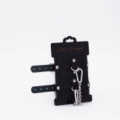 Черные кожаные оковы с хромированной фурнитурой - Crazy Handmade - купить с доставкой в Королеве