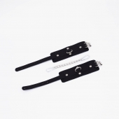 Черные кожаные оковы с хромированной фурнитурой - Crazy Handmade - купить с доставкой в Королеве