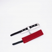 Бело-красные кожаные наручники - Crazy Handmade - купить с доставкой в Королеве