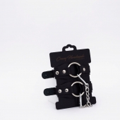 Черные кожаные оковы с кольцом - Crazy Handmade - купить с доставкой в Королеве