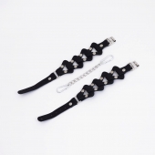 Черные кожаные оковы из звеньев - Crazy Handmade - купить с доставкой в Королеве