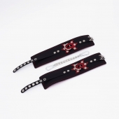 Черные кожаные оковы с красным декором и строчкой - Crazy Handmade - купить с доставкой в Королеве