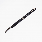 Черный кожаный ошейник с золотистой фурнитурой - Crazy Handmade - купить с доставкой в Королеве