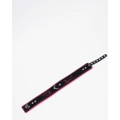 Черно-розовый кожаный ошейник с розовой строчкой - Crazy Handmade - купить с доставкой в Королеве