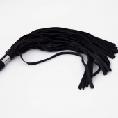 Черный кожаный флоггер со стальной ручкой - 45 см. - Crazy Handmade - купить с доставкой в Королеве