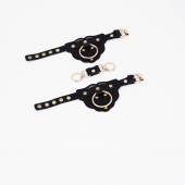 Черные наручники с золотистой фурнитурой - Crazy Handmade - купить с доставкой в Королеве