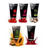 Набор из 5 съедобных лубрикантов JUJU (клубника, малина, тропические фрукты, вишня, кокос) - JuJu - купить с доставкой в Королеве