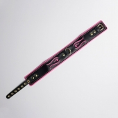 Черно-розовый ошейник с золотистой фурнитурой - Crazy Handmade - купить с доставкой в Королеве