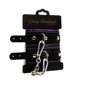 Черно-фиолетовые скругленные наручники с мягкой подкладкой - Crazy Handmade - купить с доставкой в Королеве