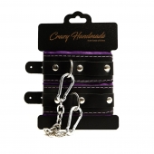 Черно-фиолетовые скругленные наручники с мягкой подкладкой - Crazy Handmade - купить с доставкой в Королеве