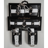 Набор фиксаторов из черной и белой натуральной кожи - Crazy Handmade - купить с доставкой в Королеве