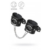 Черные наручники из толстой натуральной кожи с люверсами - Pecado - купить с доставкой в Королеве