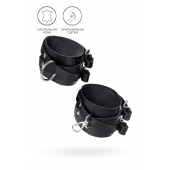 Черные кожаные оковы с двумя перекрёстными ремешками - Pecado - купить с доставкой в Королеве