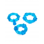 Набор из 3 синих эрекционных колец с различным рельефом - Erowoman-Eroman - в Королеве купить с доставкой