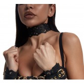 Черный ажурный чокер с золотистой фурнитурой - Crazy Handmade - купить с доставкой в Королеве