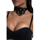 Черный чокер с клепками и золотистой фурнитурой - Crazy Handmade - купить с доставкой в Королеве