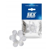 Прозрачное эрекционное кольцо с 6 стимулирующими шариками - Sex Expert - в Королеве купить с доставкой