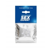Прозрачное эластичное эрекционное кольцо с 6 шариками - Sex Expert - в Королеве купить с доставкой