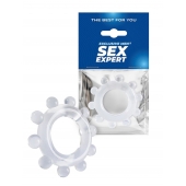 Прозрачное эрекционное кольцо со стимулирующими шариками - Sex Expert - в Королеве купить с доставкой