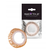 Эрекционное кольцо с бежевыми «ресничками» - Sextaz - в Королеве купить с доставкой