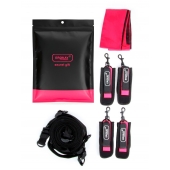 Черно-розовый эротический набор: фиксатор, оковы, наручники, повязка - Erokay - купить с доставкой в Королеве