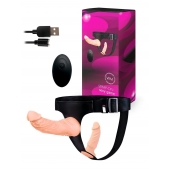 Женский страпон с 2 насадками, вибрацией и пультом ДУ - Erowoman-Eroman - купить с доставкой в Королеве