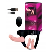 Женский страпон с 3 насадками и вибрацией - Erowoman-Eroman - купить с доставкой в Королеве