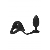 Черное эрекционное кольцо с анальной пробкой Cockstrap With Anal Plug - Dream Toys - в Королеве купить с доставкой
