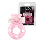 Розовое эрекционное виброкольцо в форме мишки - 1137 - в Королеве купить с доставкой