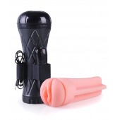 Телесный мастурбатор-вагина в черной колбе с вибрацией - Boys of Toys - в Королеве купить с доставкой