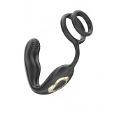 Черная анальная пробка с вращением и эрекционными кольцами - Ibiza - в Королеве купить с доставкой