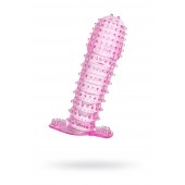Гелевая розовая насадка с шипами - 12 см. - Toyfa Basic - в Королеве купить с доставкой