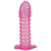 Гелевая розовая насадка с шипами - 12 см. - Toyfa Basic - в Королеве купить с доставкой