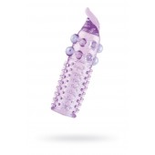 Гелевая фиолетовая насадка с шариками, шипами и усиком - 11 см. - Toyfa Basic - в Королеве купить с доставкой