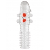 Гелевая прозрачная насадка с шариками и шипами - 14 см. - Toyfa Basic - в Королеве купить с доставкой