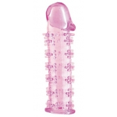 Гелевая розовая насадка на фаллос с шипами - 12 см. - Toyfa Basic - в Королеве купить с доставкой