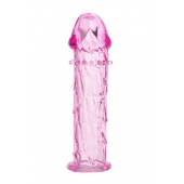 Гладкая розовая насадка с усиками под головкой - 12,5 см. - Toyfa Basic - в Королеве купить с доставкой