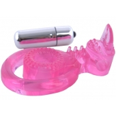 Розовая вибронасадка со стимулятор клитора   Язычок - Toyfa Basic - в Королеве купить с доставкой