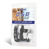 Утяжка на пенис на замочке Duo Cock And Ball Lock - BlueLine - купить с доставкой в Королеве