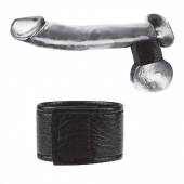Чёрная утяжка на мошонку 1  Velcro Ball Stretcher - BlueLine - купить с доставкой в Королеве