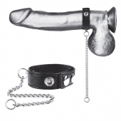 Утяжка на пенис с поводком Snap Cock Ring With 12  Leash - BlueLine - купить с доставкой в Королеве