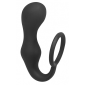 Чёрное эрекционное кольцо с анальной пробкой Double Pleasure Anal Plug - Lola Games - в Королеве купить с доставкой