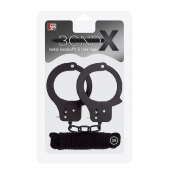 Чёрные наручники из листового металла в комплекте с веревкой BONDX METAL CUFFS LOVE ROPE SET - Dream Toys - купить с доставкой в Королеве