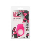 Розовое эрекционное кольцо с щеточкой LIT-UP SILICONE STIMU RING 5 - Dream Toys - в Королеве купить с доставкой