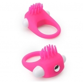 Розовое эрекционное кольцо с щеточкой LIT-UP SILICONE STIMU RING 5 - Dream Toys - в Королеве купить с доставкой
