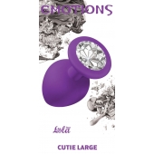Большая фиолетовая анальная пробка Emotions Cutie Large с прозрачным кристаллом - 10 см. - Lola Games - купить с доставкой в Королеве